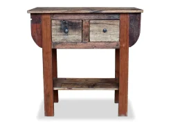 Mesa consola de madera maciza reciclada 80x35x80 cm