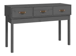 Mesa consola de madera maciza de pino gris 114x40x75 cm