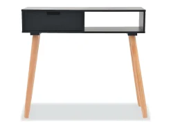 Mesa consola de madera maciza de pino 80x30x72 cm negra ES615156