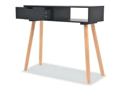 Mesa consola de madera maciza de pino 80x30x72 cm negra ES615156