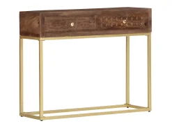 Mesa consola de madera maciza de mango 90x30x75 cm