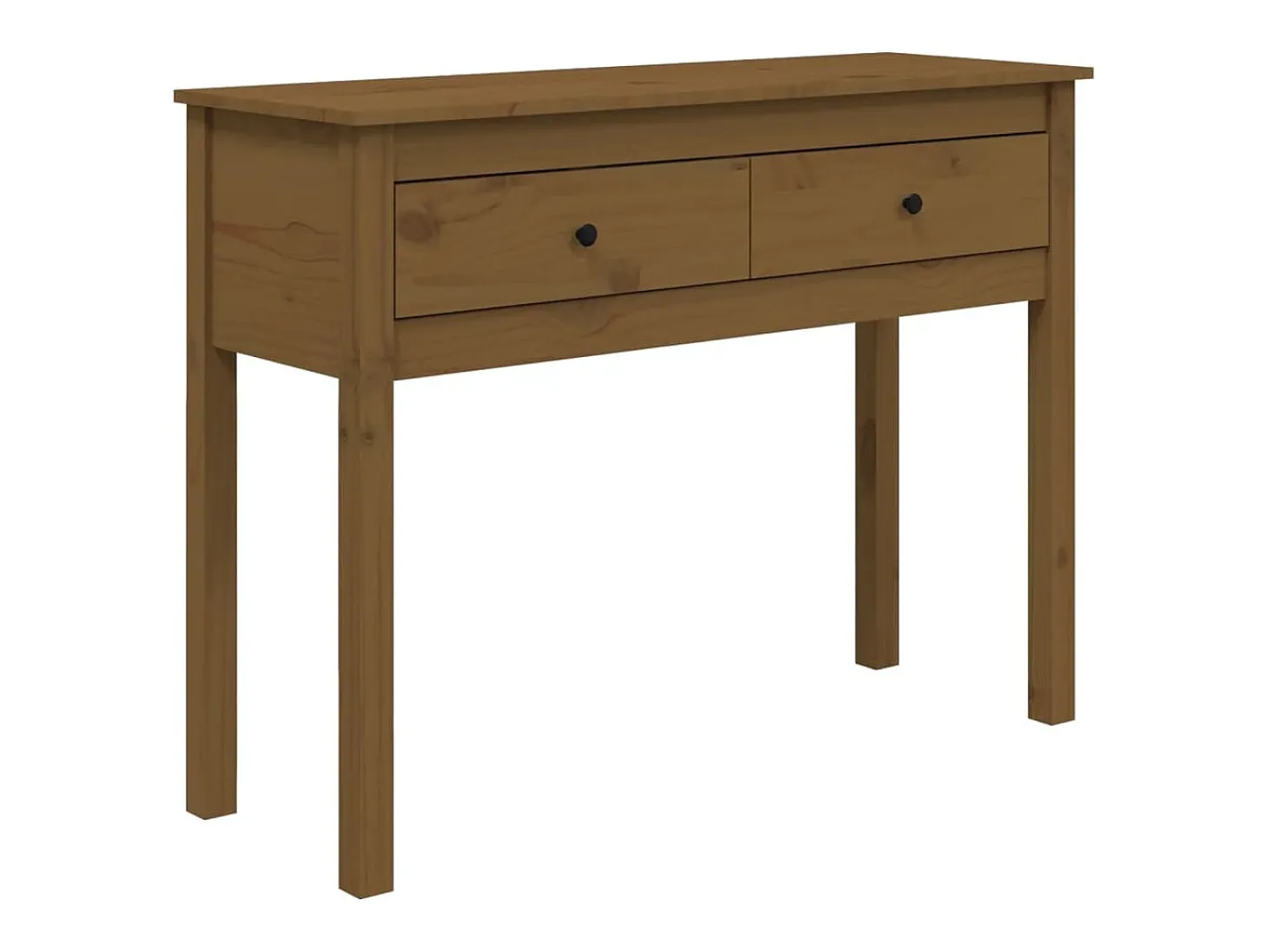 Mesa consola de madera maciza de pino marrón miel 100x35x75 cm