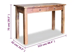 Mesa consola de madera maciza reciclada 123x42x75 cm ES336237