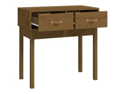 Mesa consola de madera maciza de pino marrón miel 76,5x40x75 cm