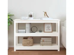 Mesa consola de madera maciza de pino blanco 110x40x74 cm ES463474