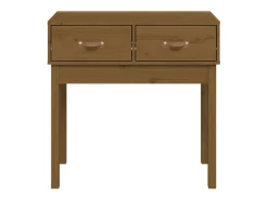 Mesa consola de madera maciza de pino marrón miel 76,5x40x75 cm