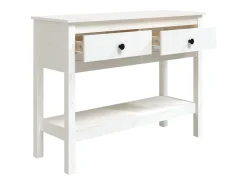 Mesa consola de madera maciza de pino blanco 100x35x75 cm