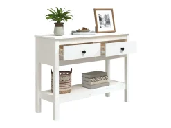 Mesa consola de madera maciza de pino blanco 100x35x75 cm