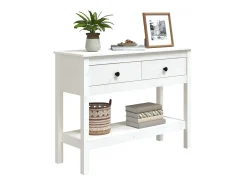 Mesa consola de madera maciza de pino blanco 100x35x75 cm