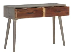 Mesa consola de madera maciza de mango gris 110x35x75 cm ES243644