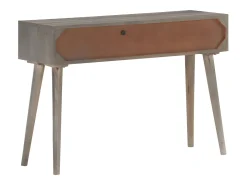 Mesa consola de madera maciza de mango gris 110x35x75 cm ES243644