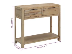 Mesa consola de madera maciza de acacia 82x33x73 cm