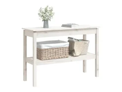 Mesa consola de madera maciza de pino blanco 110x40x75 cm ES827714