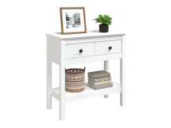 Mesa consola de madera maciza de pino blanco 75x35x75 cm ES953267