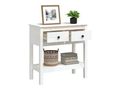 Mesa consola de madera maciza de pino blanco 75x35x75 cm ES953267