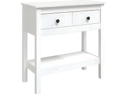 Mesa consola de madera maciza de pino blanco 75x35x75 cm ES953267