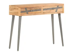 Mesa consola de madera maciza de acacia 90x30x75 cm