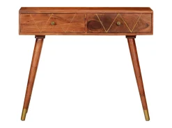 Mesa consola de madera maciza de acacia 90x35x76 cm