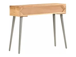 Mesa consola de madera maciza de acacia 90x30x75 cm