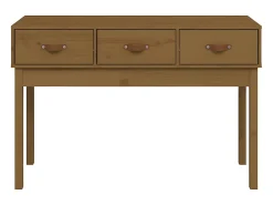Mesa consola de madera maciza de pino marrón miel 114x40x75 cm ES792417