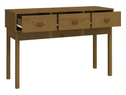 Mesa consola de madera maciza de pino marrón miel 114x40x75 cm ES792417