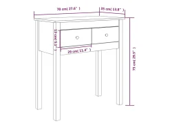 Mesa consola de madera maciza de pino marrón miel 70x35x75 cm
