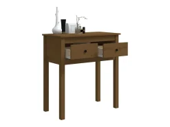 Mesa consola de madera maciza de pino marrón miel 70x35x75 cm