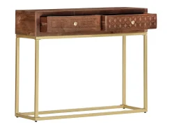 Mesa consola de madera maciza de mango 90x30x75 cm