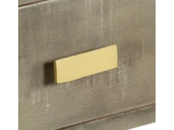 Mesa consola de madera mango maciza gris y latón 110x35x76 cm