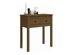 Mesa consola de madera maciza de pino marrón miel 70x35x75 cm