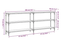 Mesa consola de roble ahumado 200x29x75 cm madera de ingeniería