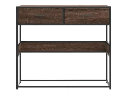 Mesa consola de roble marrón 90x35x80 cm madera de ingeniería