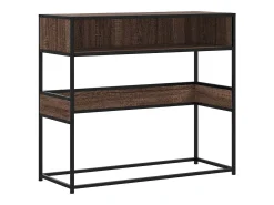 Mesa consola de roble marrón 90x35x80 cm madera de ingeniería