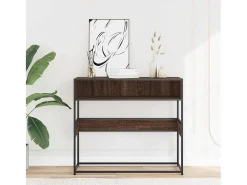 Mesa consola de roble marrón 90x35x80 cm madera de ingeniería