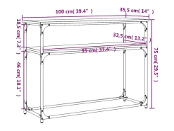 Mesa consola de roble marrón 100x35,5x75 cm madera de ingeniería