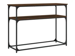 Mesa consola de roble marrón 100x35,5x75 cm madera de ingeniería