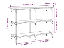 Mesa consola de roble marrón 100x29x75 cm madera de ingeniería