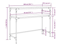 Mesa consola de roble marrón 100x35,5x75 cm madera de ingeniería