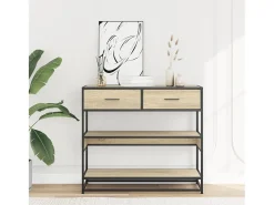 Mesa consola de roble Sonoma 90x35x80 cm madera de ingeniería