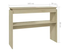 Mesa consola de roble Sonoma 102x30x80 cm madera de ingeniería