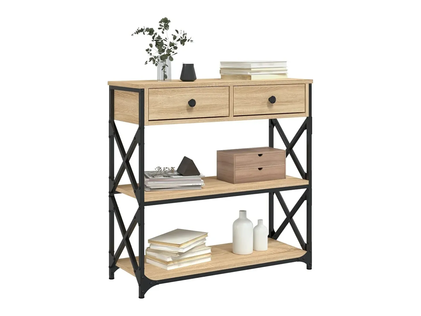 Mesa consola de roble Sonoma 75x28x75 cm madera de ingeniería
