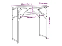 Mesa consola estante madera ingeniería roble humo 75x30x75 cm