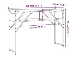 Mesa consola estante madera ingeniería roble Sonoma 105x30x75cm
