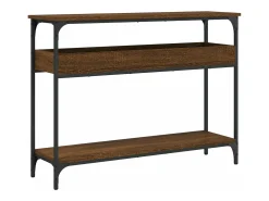 Mesa consola estante madera ingeniería marrón roble 100x29x75cm
