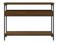Mesa consola estante madera ingeniería marrón roble 100x29x75cm