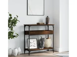 Mesa consola estante madera ingeniería marrón roble 75x29x75 cm