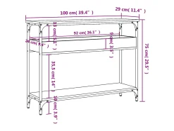 Mesa consola estante madera ingeniería Sonoma gris 100x29x75 cm