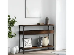 Mesa consola estante madera ingeniería marrón roble 100x29x75cm ES102341