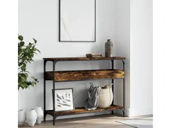 Mesa consola estante madera ingeniería roble humo 100x29x75 cm
