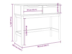 Mesa consola FLORO madera maciza de pino marrón 89,5x36,5x73 cm